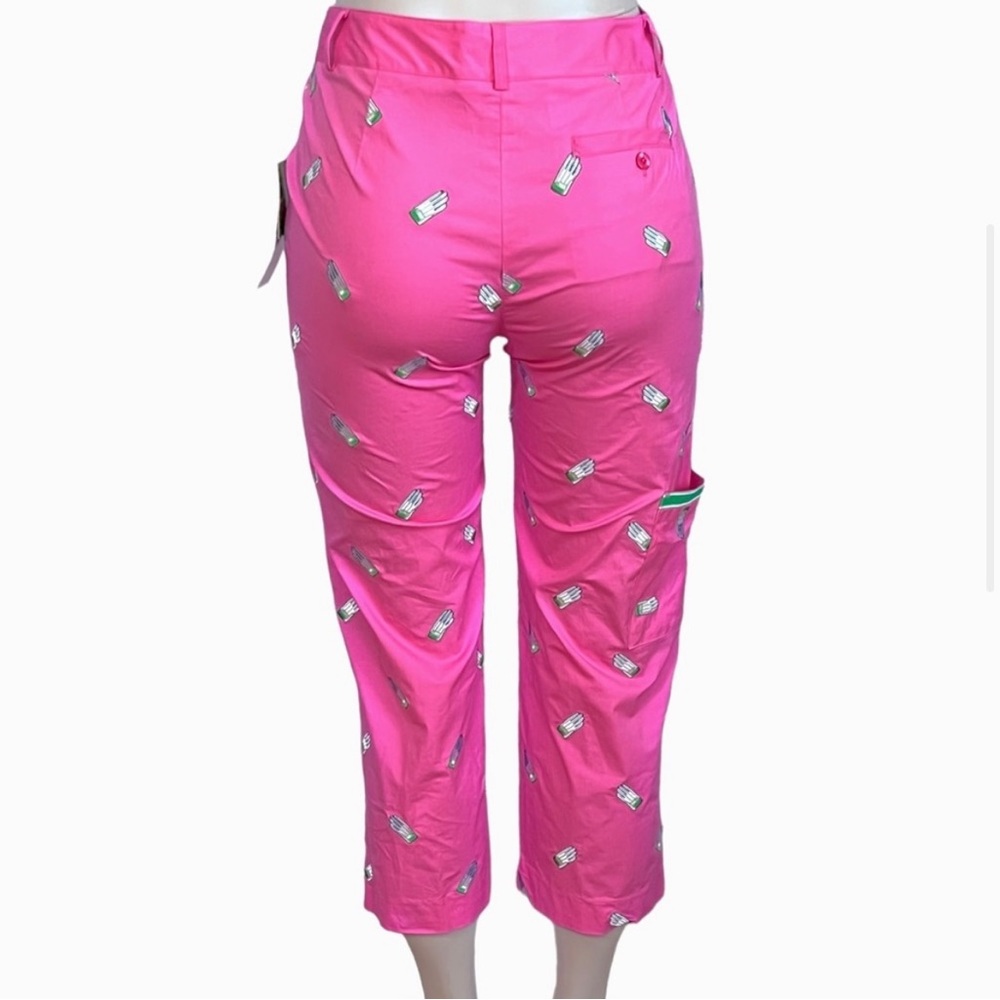 NEW Lilly Pulitzer Stretch Putter Capri Hibiscus Pink Glove Boat Embroider SZ 6